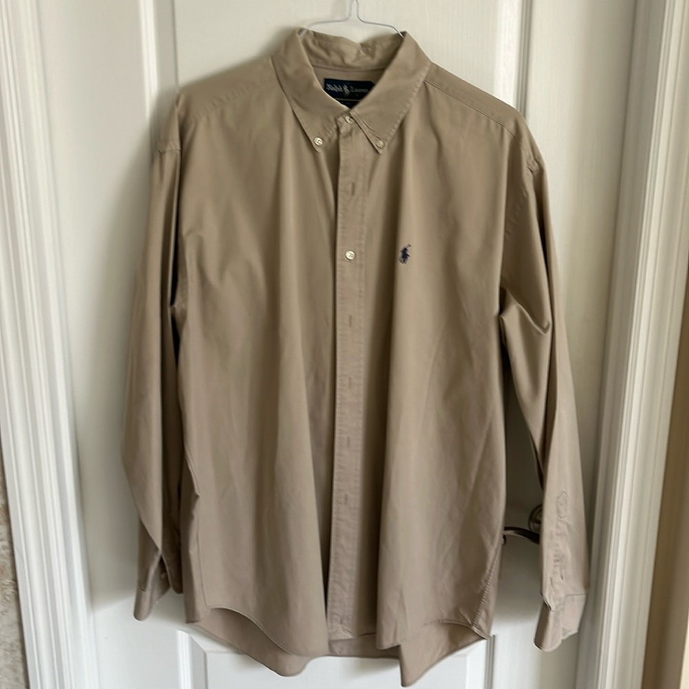 XL Tan Pole by Ralph Lauren long sleeve button down shirt.